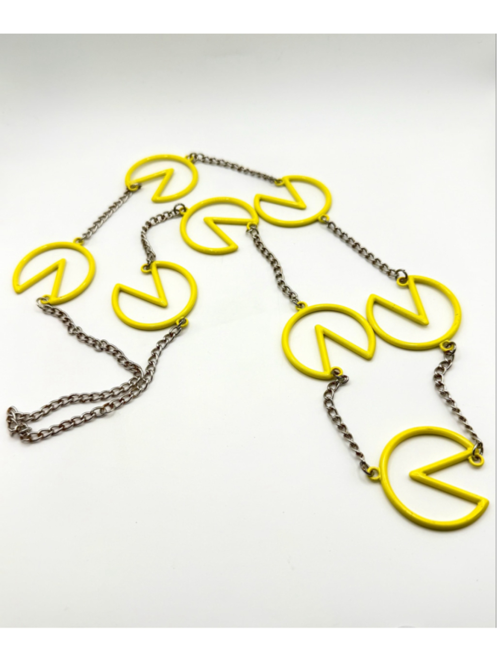 Yellow Pac-Man Inspired Statement Necklace 18” Drop - Picture 5 of 6